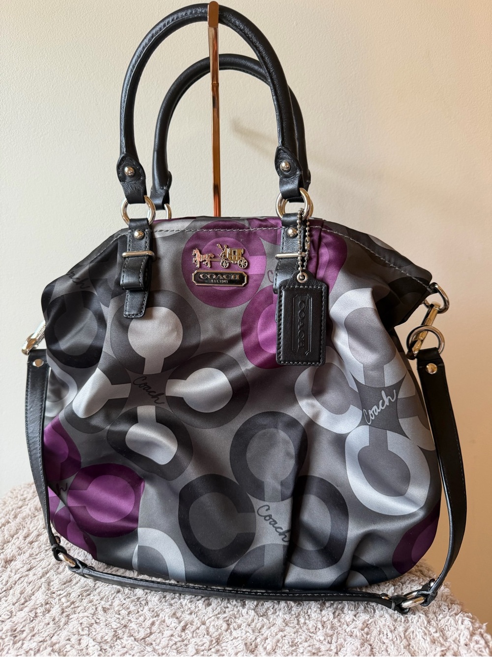 Coach Purple & Gray Signature Tote Bag